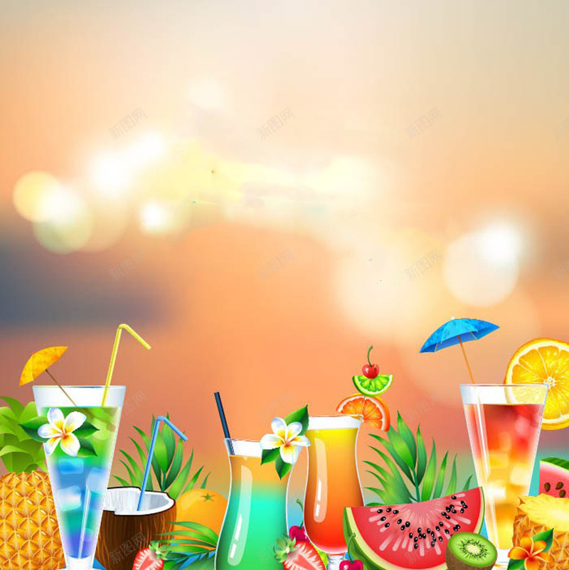 夏日冰爽冷饮促销海报psd设计背景_88icon https://88icon.com 饮料 果汁 夏日 冰爽 冷饮 高脚杯 水果 西瓜 卡通 童趣 手绘