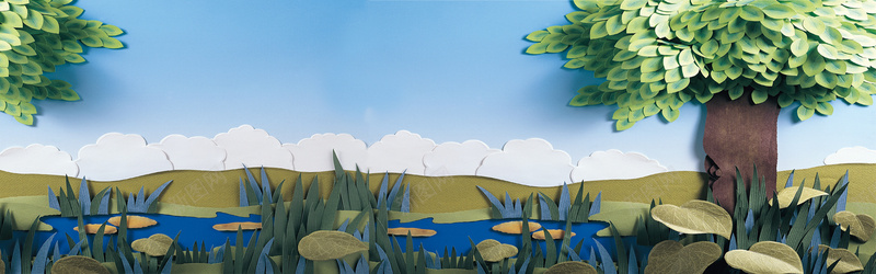手绘森林背景bannerjpg设计背景_88icon https://88icon.com 手绘 简约 森林 卡通 湖面 蓝天 全屏背景 banner