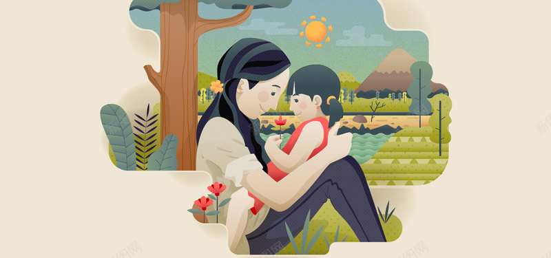 淘宝矢量卡通温馨母女插画树木草地海报背景jpg设计背景_88icon https://88icon.com 卡通 插画 母女 温馨 矢量 树木 草地 海报 背景
