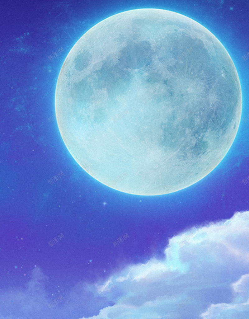 月空H5背景jpg设计背景_88icon https://88icon.com 云彩 卡通 天空 明月 蓝色 H5背景 H5 h5 童趣 手绘