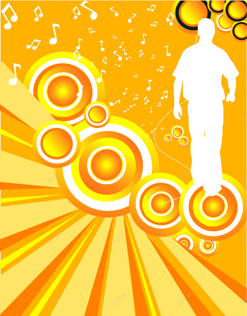 金黄色喇叭音乐设计eps设计背景_88icon https://88icon.com 人物剪影 大喇叭 金黄色 喇叭 音乐 音符 酷炫 霸气