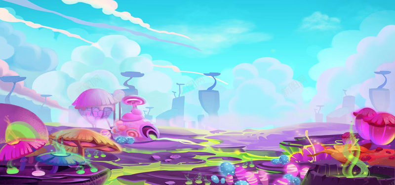 卡通色彩背景jpg设计背景_88icon https://88icon.com 奇思妙想 卡通 可爱 插画 色彩 海报banner 童趣 手绘
