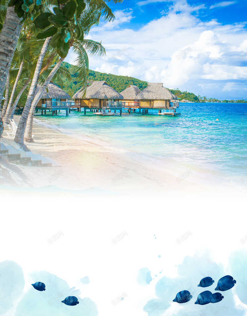夏季旅游海报设计背景素材psd设计背景_88icon https://88icon.com 夏季 旅游 椰树 海岛 海报 鱼 沙滩 设计 背景 素材
