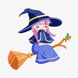 万圣节卡通小女巫png免抠素材_88icon https://88icon.com 万圣节 素材 卡通 手绘