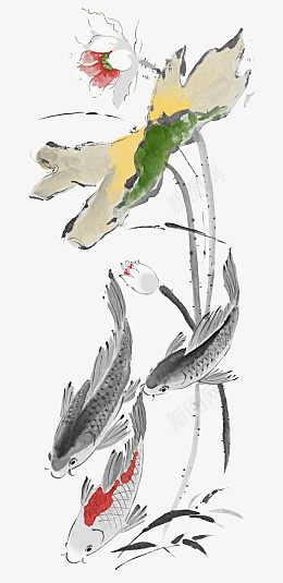 国风水墨淡彩荷花素材png免抠素材_88icon https://88icon.com 荷花 荷叶 国画 中国风
