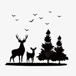 小鹿与森林装饰png免抠素材_88icon https://88icon.com 鹿 森林 装饰 矢量