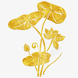 国潮风描金荷花png免抠素材_88icon https://88icon.com 国潮风 中国风 荷花 装饰图案