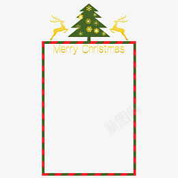 松树麋鹿矩形圣诞边框png免抠素材_88icon https://88icon.com 金色装饰 圣诞框 圣诞节 圣诞 松树 麋鹿