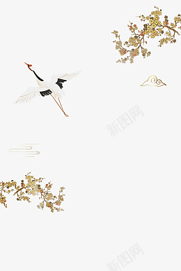 国潮风古风黄花仙鹤png免抠素材_88icon https://88icon.com 国潮风 古风 黄花 仙鹤