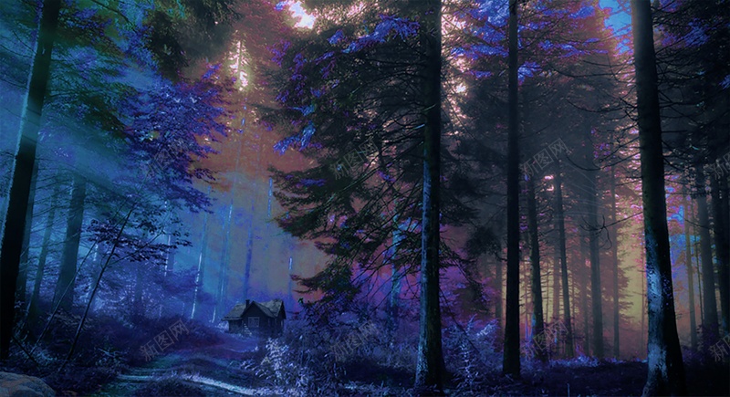 小红帽回家jpg设计背景_88icon https://88icon.com 房子 树木 森林 童话 阴森