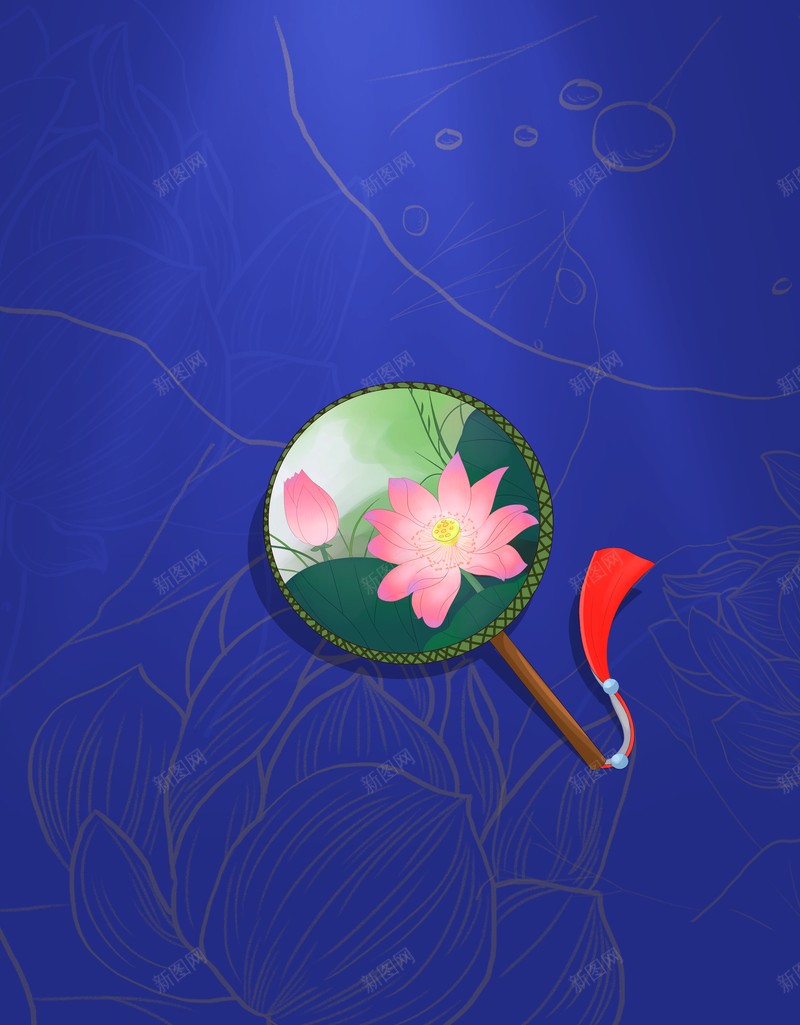 立夏二十四节气荷花扇子psd设计背景_88icon https://88icon.com 二十四节气 扇子 立夏 荷花