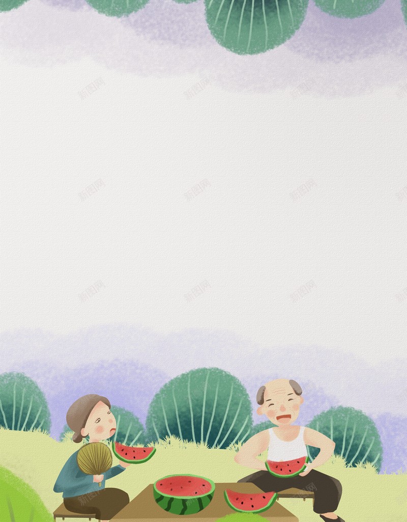 夏天立夏二十四节气西瓜手绘人物叶子psd设计背景_88icon https://88icon.com 二十四节气 叶子 夏天 手绘人物 立夏 西瓜