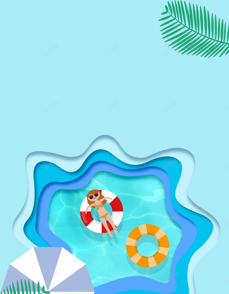 立夏二十四节气手绘人物泳池救生圈psd设计背景_88icon https://88icon.com 二十四节气 手绘人物 救生圈 泳池 立夏