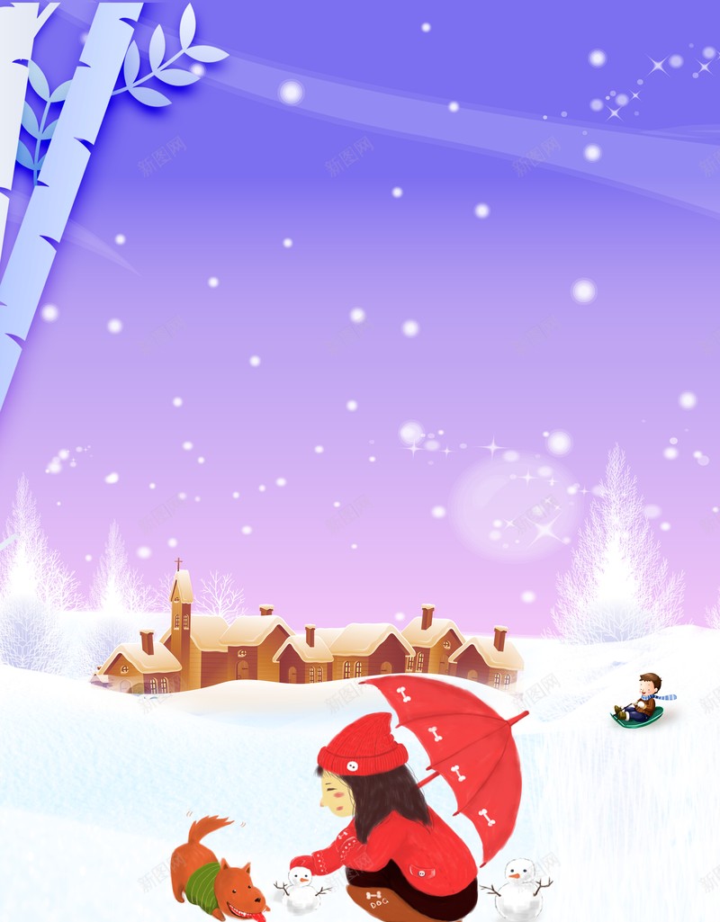冬天背景图手绘卡通人物堆雪人psd设计背景_88icon https://88icon.com 冬天 剪纸树枝 卡通人物 卡通人物配图 堆雪人 房子 手绘 背景图