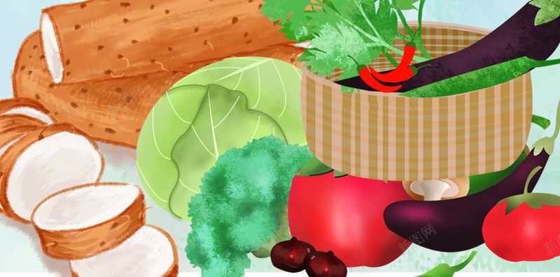 有机蔬菜绿色新鲜背景psd设计背景_88icon https://88icon.com 手绘 蔬菜 绿色 有机