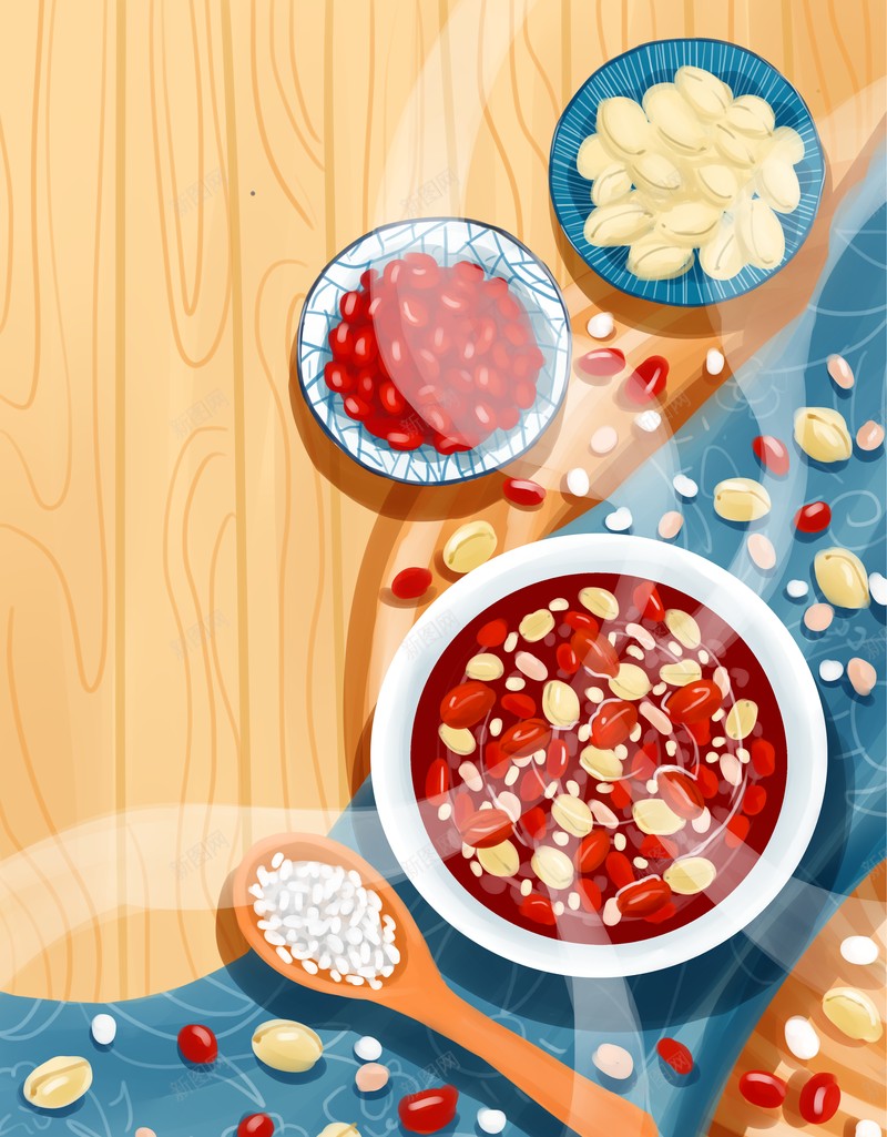 腊八节腊八粥红豆小米五谷杂粮木板背景psd设计背景_88icon https://88icon.com 腊八节 腊八粥 红豆 小米 五谷杂粮 木板背景