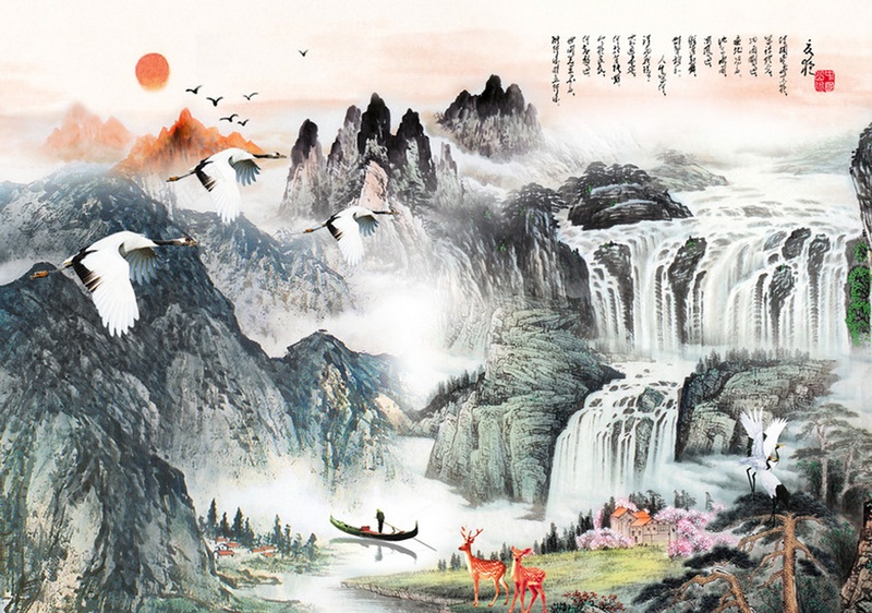 锦绣山河背景图psd设计背景_88icon https://88icon.com 中国风 书房背景墙 河 背景图 锦绣山