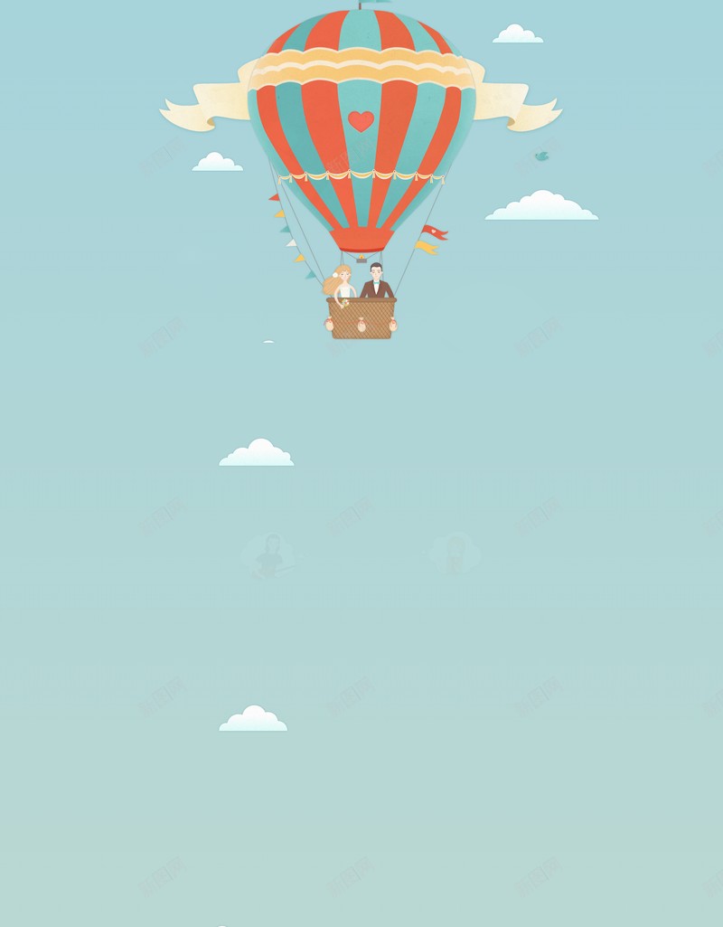 卡通插画背景jpg设计背景_88icon https://88icon.com 婚礼 婚庆 结婚 求婚 热气球 卡通 云朵 蓝色 天空 店铺背景 童趣 手绘
