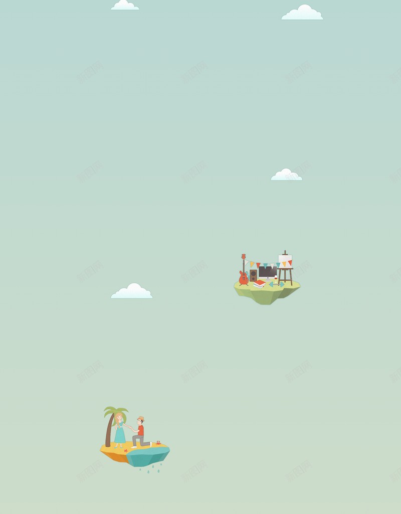 卡通插画背景jpg设计背景_88icon https://88icon.com 婚礼 婚庆 结婚 求婚 热气球 卡通 云朵 蓝色 天空 店铺背景 童趣 手绘
