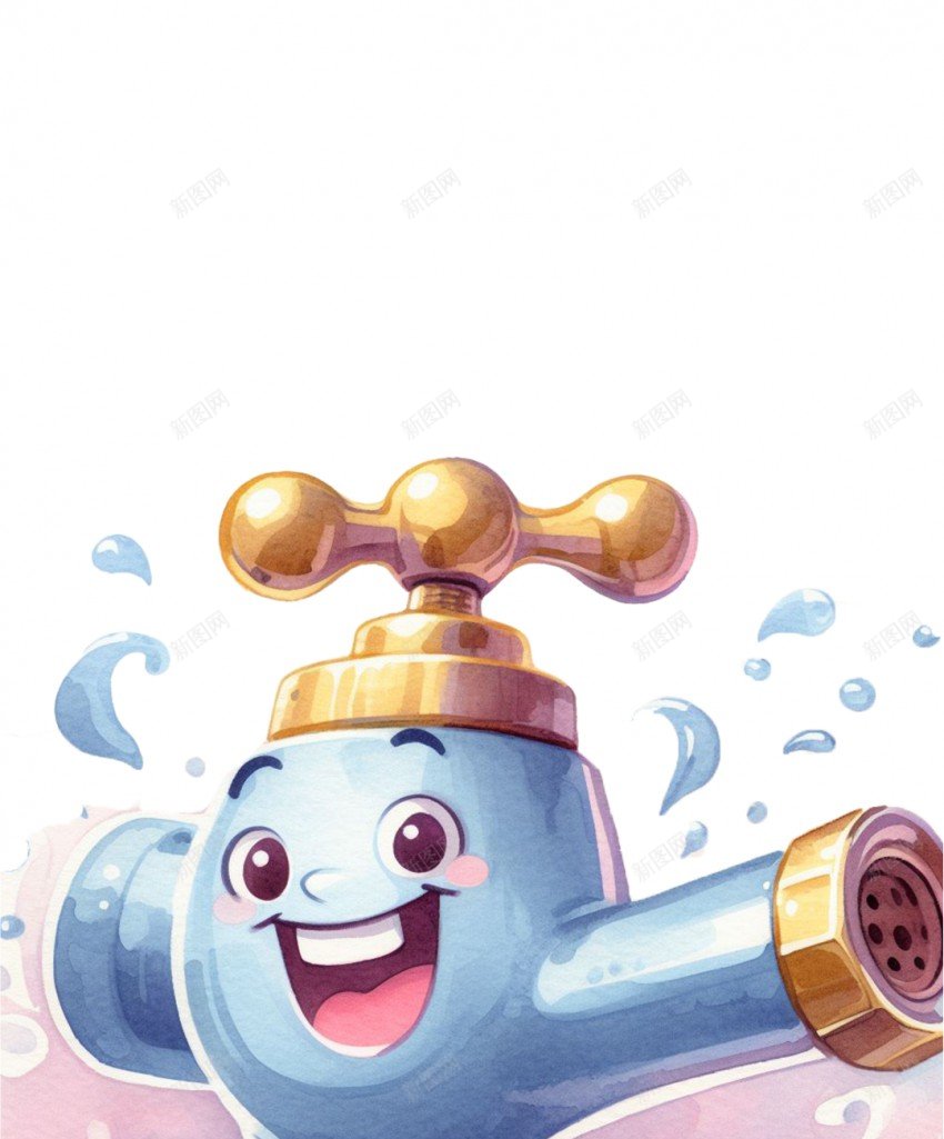 可爱卡通水龙头png免抠素材_88icon https://88icon.com 可爱水龙头 节约用水 水龙头 笑脸水龙头 水龙头图画