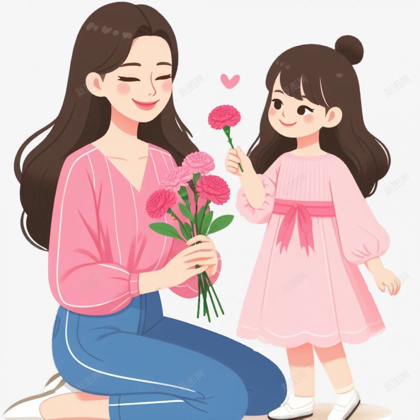 母亲节插画png免抠素材_88icon https://88icon.com 母亲节 插画