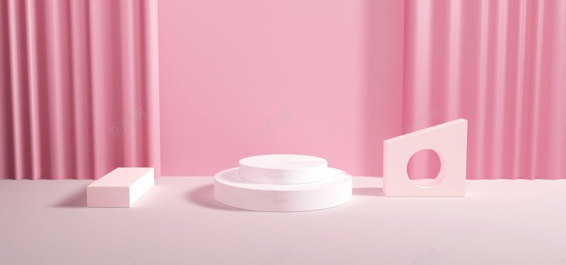 粉色唯美系简约立体舞台海报展示banner背景图1jpg设计背景_88icon https://88icon.com 促销背景