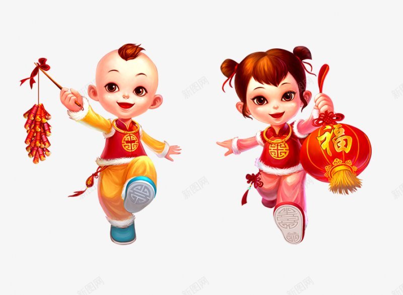 小孩过年新年元素喜庆红色2017年新年鸡年png免抠素材_88icon https://88icon.com 2017年新年鸡年 喜庆 小孩过年 新年元素 红色
