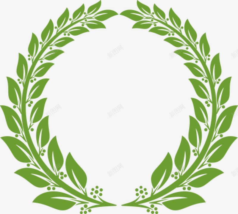 卡通手绘绿色枝叶花环插画png免抠素材_88icon https://88icon.com 卡通枝叶 绿色枝叶 橄榄枝 麦穗型 花环 手绘画 精美插画 简笔画 圆环 装饰