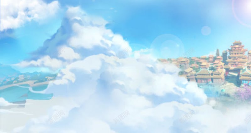 云上天宫卡通游戏海报jpg设计背景_88icon https://88icon.com 云上天宫卡通游戏海报