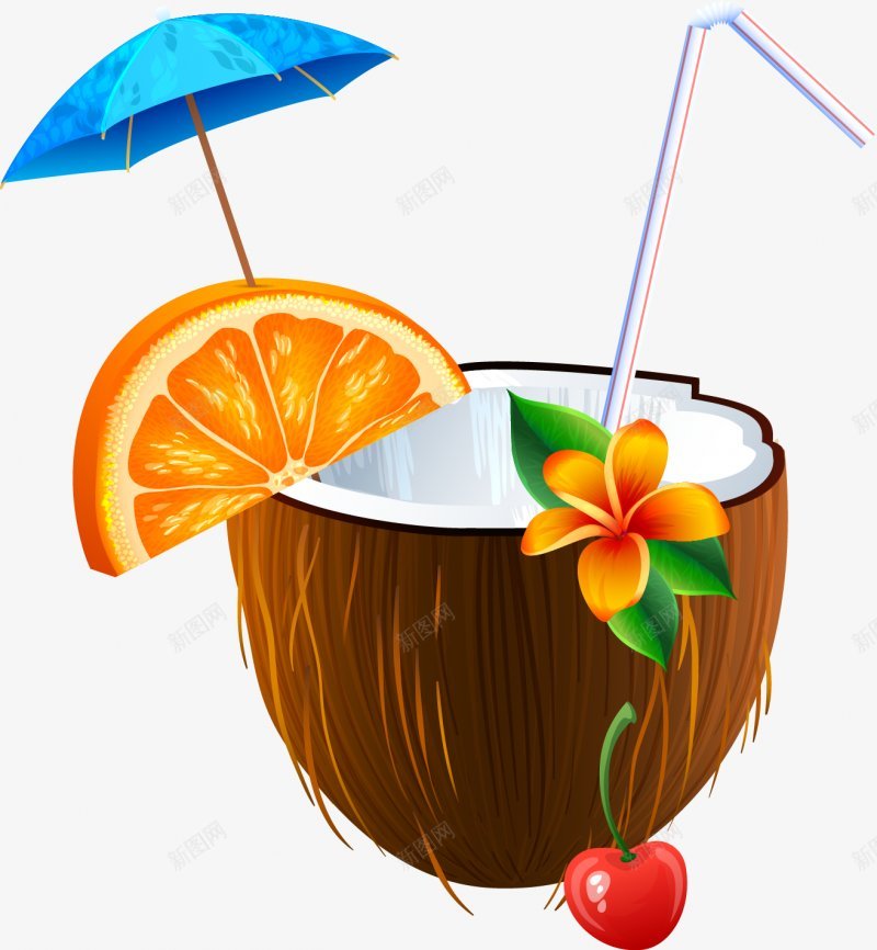 夏日海滩椰汁图png免抠素材_88icon https://88icon.com 免扣夏日海滩椰汁 图