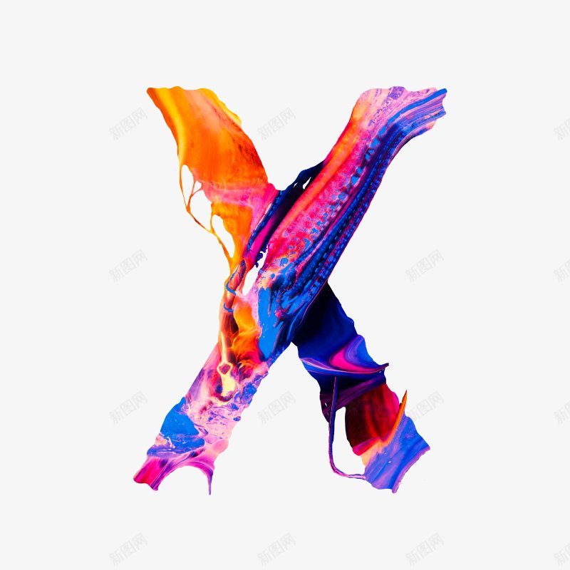 渐变流体卡通字母Xpng免抠素材_88icon https://88icon.com 渐变流体 装饰图案 字母