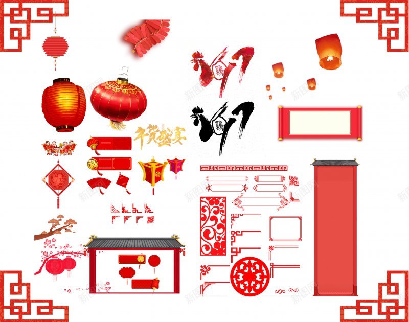 2017鸡年装饰图案图jpg设计背景_88icon https://88icon.com 图