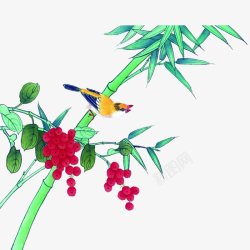 中国画花鸟透明手绘花奔png图片下载 中国画花鸟透明手绘花奔素材