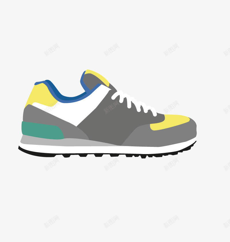 黄色运动鞋矢量图ai免抠素材_88icon https://88icon.com NB 复古 男士 鞋子 矢量图
