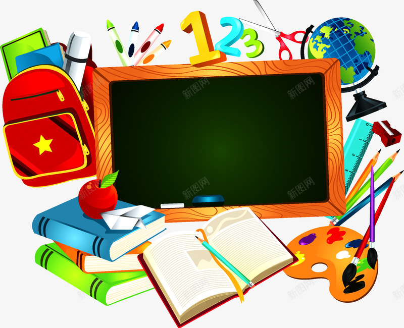 学校学习教学矢量图ai免抠素材_88icon https://88icon.com 书包 学习 学校 尺子 开学 教学 文具 返校 黑板 矢量图