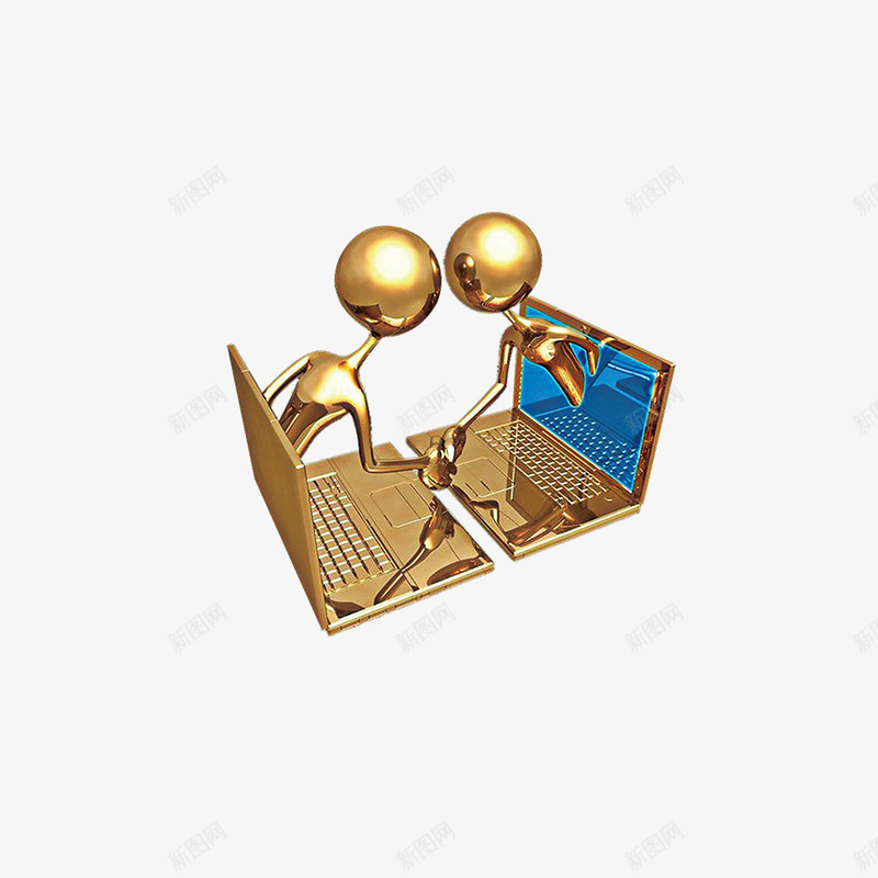 金色互联网合作愉快小铜人握手png免抠素材_88icon https://88icon.com 互联网 初次见面的 合作共赢 合作愉快 商业 握手 电脑 金色 高科技