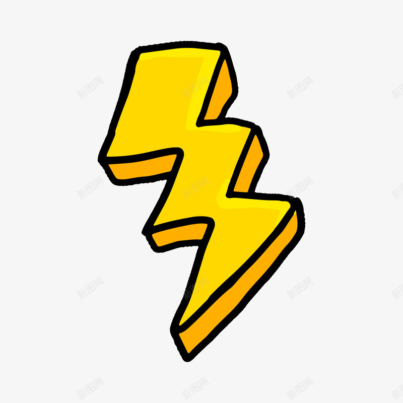 黄色手绘闪电标志png免抠素材_88icon https://88icon.com 卡通手绘 装饰图 闪电标志 闪电符号 黄色标注 黄色符号