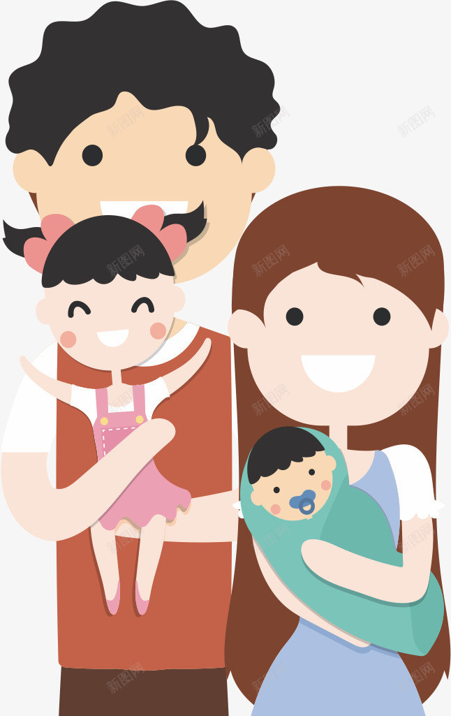 快乐四口之家合影矢量图ai免抠素材_88icon https://88icon.com 儿女双全 全家人 妈妈 孩子 家人 爸爸 矢量图