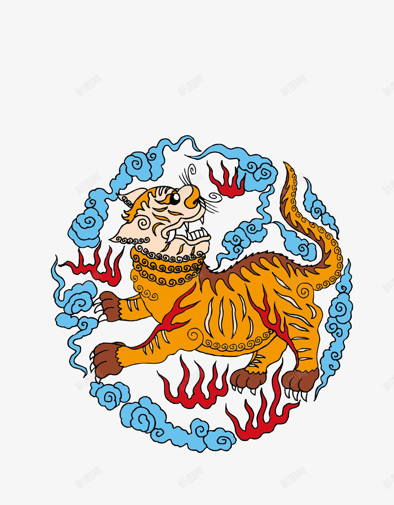 传统老虎纹样png免抠素材_88icon https://88icon.com 云纹 传统 老虎