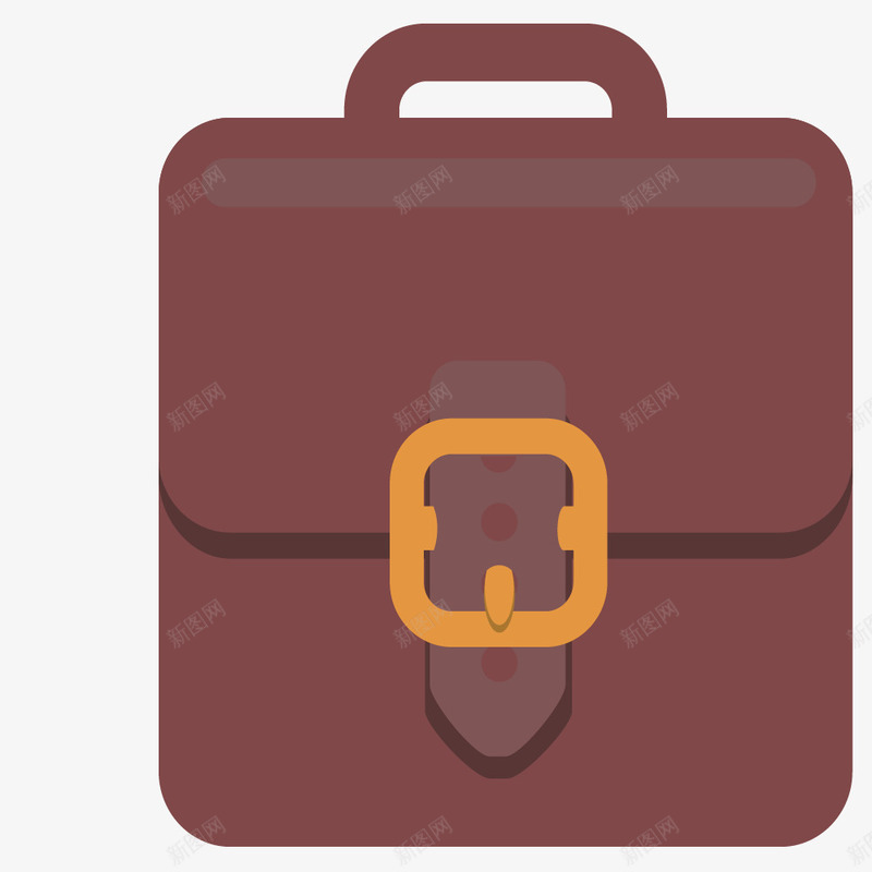 卡通扁平化棕色包包png免抠素材_88icon https://88icon.com 书包 公文包 办公包 包包 卡通 卡通包 扁平化 棕色包包