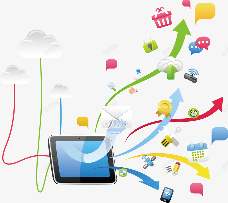 云端服务器矢量图ai免抠素材_88icon https://88icon.com 云端计算机 矢量图