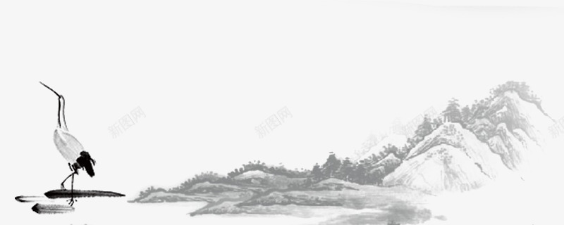水墨古风山水白鹤png免抠素材_88icon https://88icon.com 中国风 古画山水 平面设计 手绘装饰 水墨画 水墨白鹤 水墨青山 白鹤图 白鹤松树