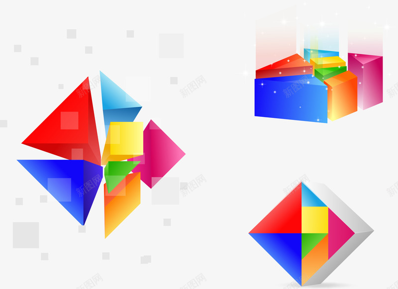 七彩立体几何图形矢量图eps免抠素材_88icon https://88icon.com 七彩立体几何图形 三角形 矩形 长方形 矢量图
