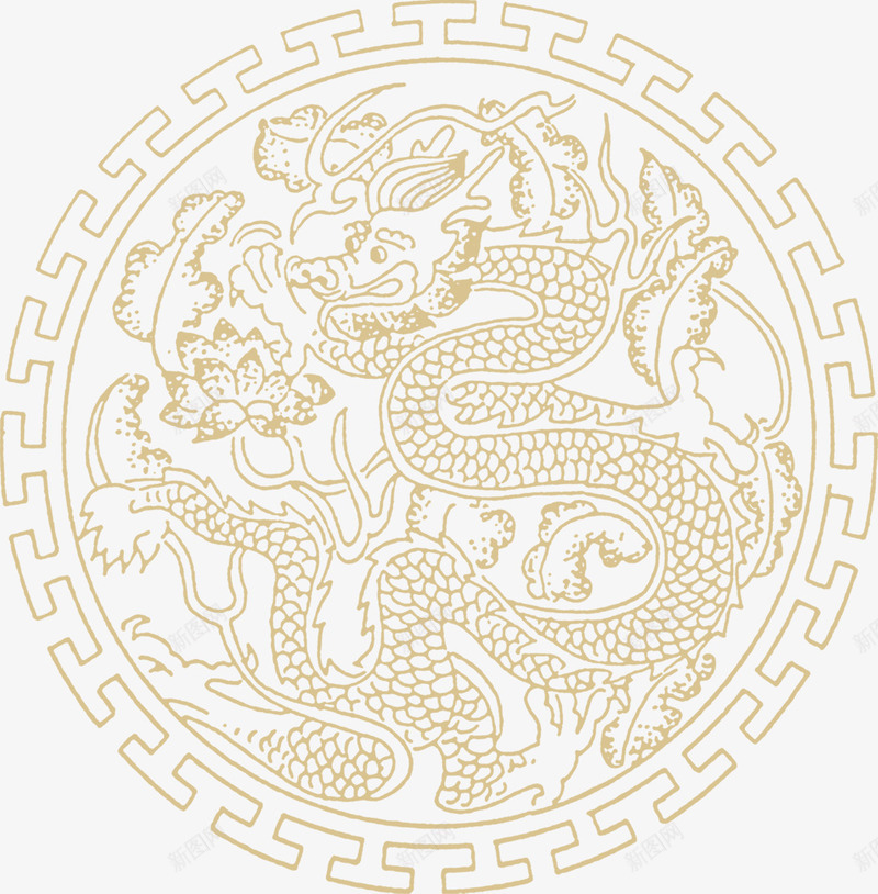 手绘棕色中国风龙纹png免抠素材_88icon https://88icon.com 国风 棕色
