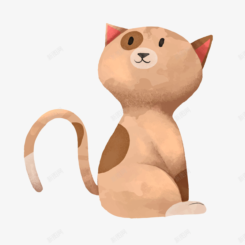 水彩可爱的猫咪矢量图ai免抠素材_88icon https://88icon.com 卡通 可爱 宠物设计 棕色 水彩 猫咪设计 矢量图