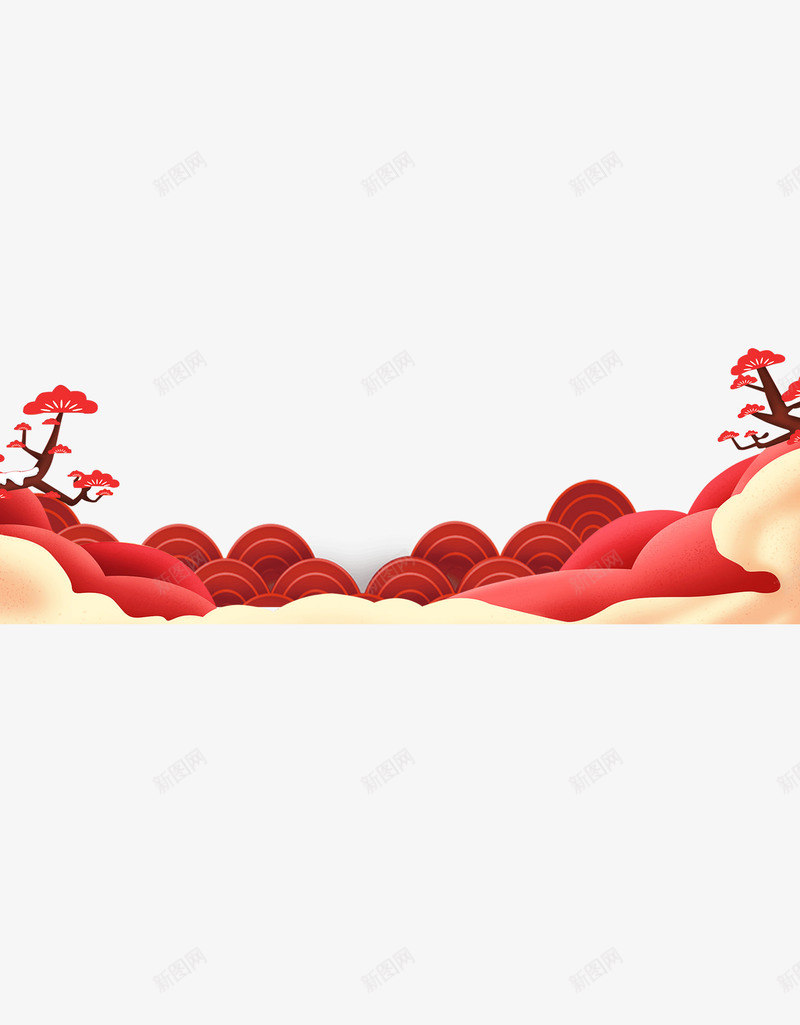 中国风红色元旦装饰png免抠素材_88icon https://88icon.com 传统节日 传统边框 元旦 古典边框 古风纹理 喜庆 国风云 庆祝 新年 春节 红色 节日