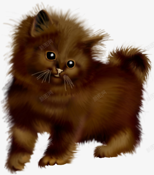 棕色猫咪png免抠素材_88icon https://88icon.com 可爱 手绘 毛绒 猫咪 耳朵 胡须