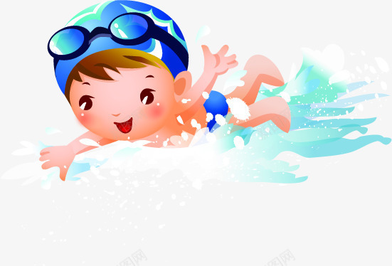 蓝色卡通欢乐冲浪男孩png免抠素材_88icon https://88icon.com 冲浪 卡通 欢乐 男孩 蓝色