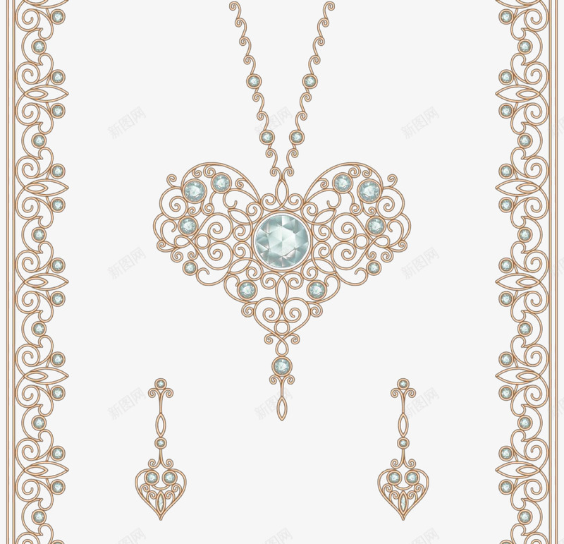 花纹边框和心形吊坠png免抠素材_88icon https://88icon.com 爱心 纹理 花纹 边框 边纹 钻石 镂空