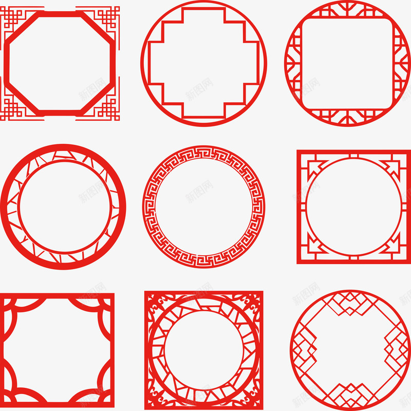 圆形中式古典边框花纹图案矢量图ai免抠素材_88icon https://88icon.com 中式边框 圆形 新图网 花纹图案 边框设计 矢量图